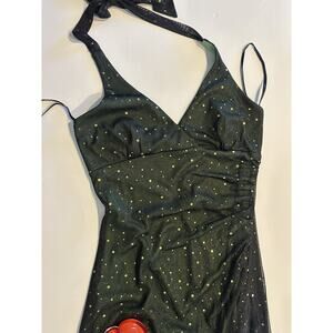 Taboo Womens Sz Med Black Green Vtg Party Dress Sequence Sparkle Formal Evening￼